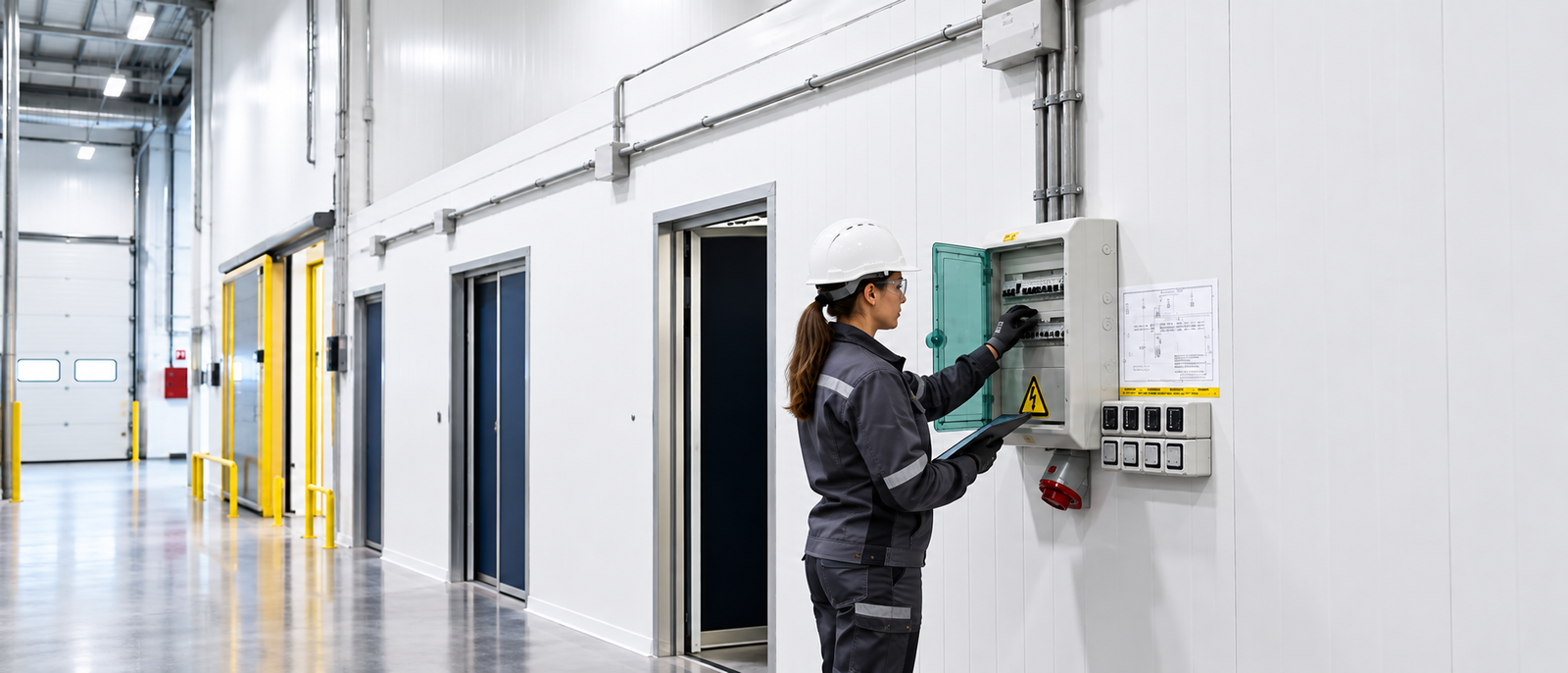 Técnica revisando cuadro eléctrico en Planta Florette Gran Canaria
